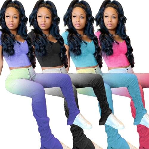 Tank Top And Stacked Pants 2 Piece Set Women Casual Sportswear Sleeveless Tracksuits Fashion Workout Grey Matching Sets Outfit