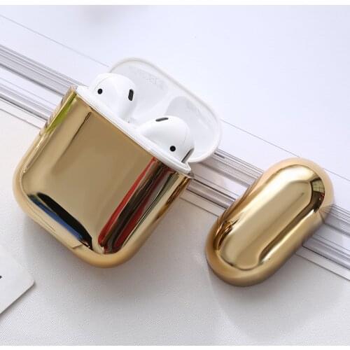 Gold Silver Earphone Case Cover For Airpods 1 2 Hard Plating Protective Cover Skin Accessories For Airpods 1 2 Hard Charging Box