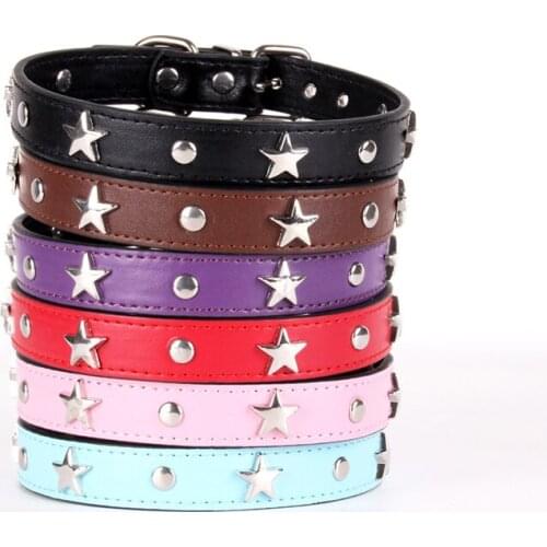 Pet Supplies Collar For Dogs With Spikes Adjustable Leather Strict Dog Collar Doggy Chain For Five-Pointed Star Decoration