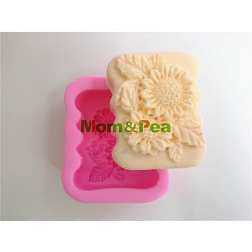 Mom&Pea 0336 Free Shipping Sunflower Silicone Soap Mold Cake Decoration Fondant Cake 3D Mold Food Grade Silicone Mould