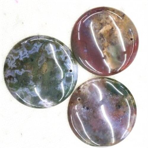 1PC nature stone pendants women pendants size 40mm 50mm round shape nature colors stone wholesale beads fittings