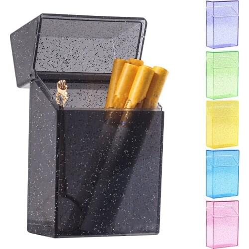 1pc Plastic Clear Cigarette Case (20 Capacity) Shining Cigarettes Box Portable Cigarette Holder Container for Smoker