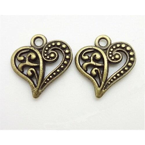 10pcs 14x14mm Antique Bronze Plated Heart Charms DIY Handmade Jewelry Accessories