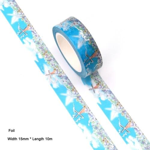 10PCS/lot 15MM*10M Foil Windmill and Flowers Sea and washi tape Masking Tapes Decorative Stickers DIY Stationery School Supplies