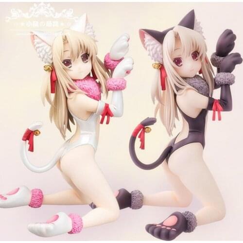 14cm New Aquamarine Fate Kaleid Liner Illyasviel Von Einzbern Cat 1/8 Scale Ver. PVC Action Figure Kneeling Sexy Figure Toys