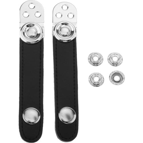 2pcs Black Double Layer PU Leather Accordion Bellows Straps with Extension 4 Buckle for Accordion Fixation