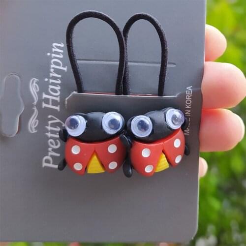 2PCS New Cute Eye Panda Bee Princess Cartoon Headwear Kids Elastic Hair Bands Children Ropes Girls Accessories Baby Headdress