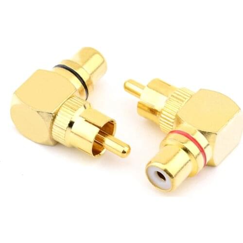 2PCS RCA Right Angle Male To Female Connector Plug Adapter 90 Degree RCA Phono Adapters Connector Long Service Life Brand New