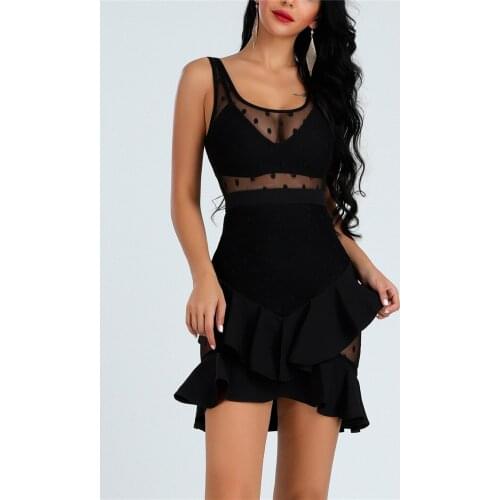 2019 Bandage Dress New Arrivals Summer Black Bodycon Dress Mini Black Sexy Autumn Bandage Dress Party Women