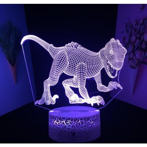 Dinosaur Series 3D Lamp Visual Illusion White Cracked Base Night Light Home Decor for Couple Children Festival Birthday Gifts