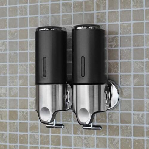 500ml Double Liquid Soap Dispenser Wall Mount Bathroom Shower Shampoo Dispensers Shower Accessories for Hotel