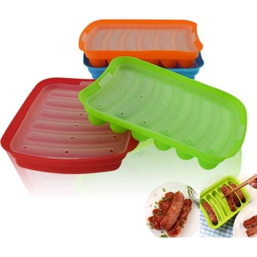 60 Pcs Non-Stick Silicone Sausage Mold for DIY Homemade Hot Dog 6-Cavity BPA Free Handmade Ham Maker Mould Baking Tools K1