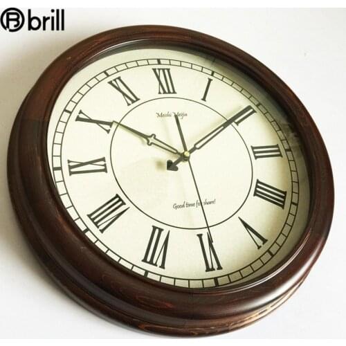 American Large Luxury Wall Clock Retro Creative Silent Solid Wood Clocks Wall Home Decor Living Room Reloj Mural Vintage Horloge