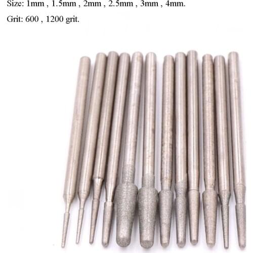 10PCS Diamond Burr Grinding Engraving Bit 2.35mm Shank for Glass Stone Jewelry Fine