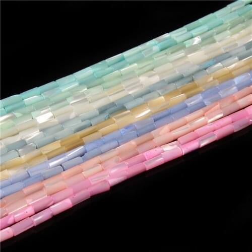 4x8mm Natural Mother of Pearl Shell Beads Tube Shape Shell Beads Dyed Pearl Shell Beads for Jewelry Making DIY Bracelet15"Strand