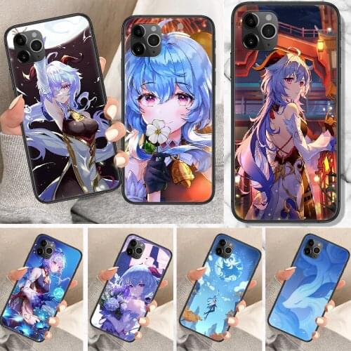 Genshin Impact Ganyu Phone Case For iphone 5 5S SE 2 6 6S 7 8 11 12 Mini Plus X XS XR Pro Max black tpu waterproof fashion