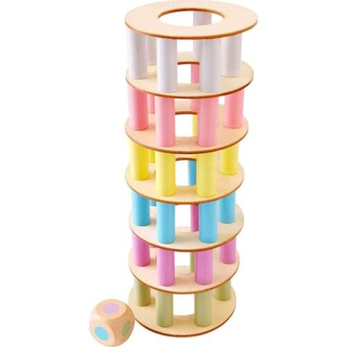 44 PCS Wooden Stacking Board Game Toy Tumble Tower Building Block Fun Montessori Interesting Toys For Children Birthday Gift #10