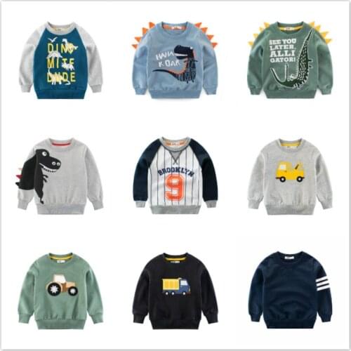 Cartoon Car Dinosaur Children Boys Sweatshirts Spring Autumn 2019 Bahy Cotton Kids Sweater Boys Girls Clothes Boys T Shirts 2-9Y