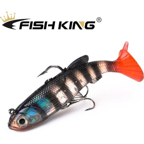 FISH KING Fishing Lure 60mm/7.5g 80mm/15g 100mm/24.5g Jig Wobblers Soft Lure Treble Hook Lead Head Bass Shad Pike Zander