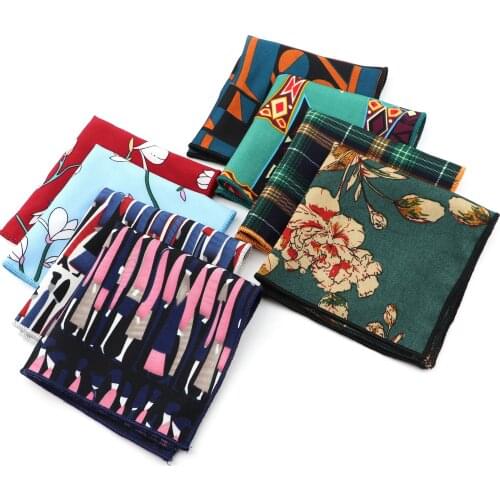 Smooth Soft Handkerchief Scarves Vintage Geometric Floral Paisley Striped Banquet Pocket Square Kids Hankies Accessory Gift