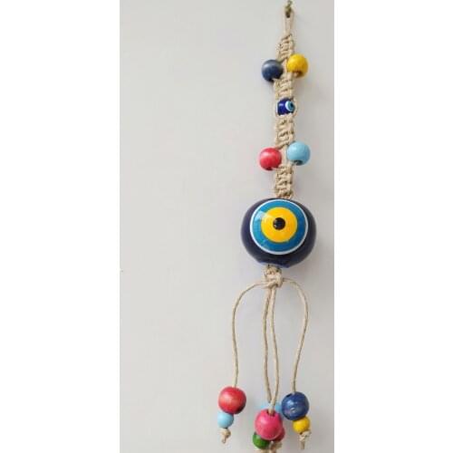 Handmade Ceramic Evil Eye 6 cm Turkish Amulet for Wall Hanging Talisman Boho Home Decor Protector