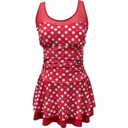 Plus Size XL 5XL Women Tankini Set Printed Polka Dot Sexy Two Piece Lace Swimwear Swimdress For Women Beachwear