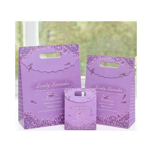 2020 Lavender purple gift bag paper bag clothing gift box ew Year Wedding Birthday Party Gift bag present 1pcs