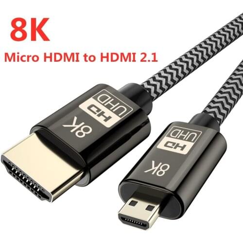 Micro HDMI to HDMI Cable High Speed 8K 60Hz Male to Male HDR HDMI 2.1 Adapter Compatible with GoPro Hero 7/6/5 GoPro Hero 2018