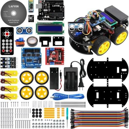 LAFVIN Multi-functional Smart Robot Car Kit for Arduino for UNO , with Ultrasonic Sensor, Bluetooth Module, Line Tracking Module