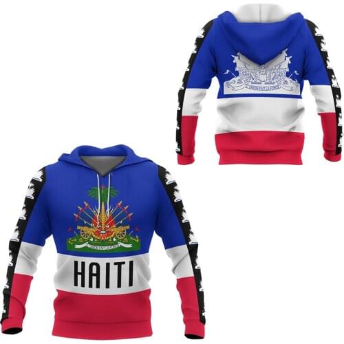 Tessffel Country Emblem Flag Caribbean Sea Haiti Island Retro Pullover Men/Women Tracksuit Jacket 3Dprint Streetwear Hoodies A-4