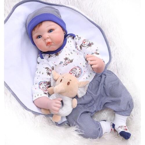 55 cm soft Silicone Baby Doll Toy Realistic blue eyes Reborn boy Dolls Cloth Body New Style for Children girls Birthday Gift