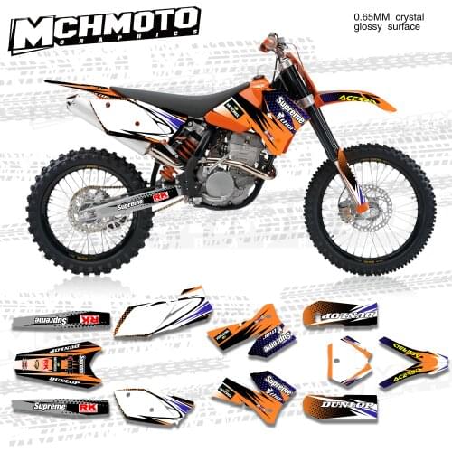MCHMFG For KTM 125 200 250 300 400 450 525 540 EXC 2005 2006 2007 Full Graphics Decals Stickers Kit Custom Number Name Stickers