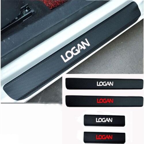 4Pcs Car Door Sill Protector Sticker Carbon Fiber Vinyl Sticker for Renault Logan
