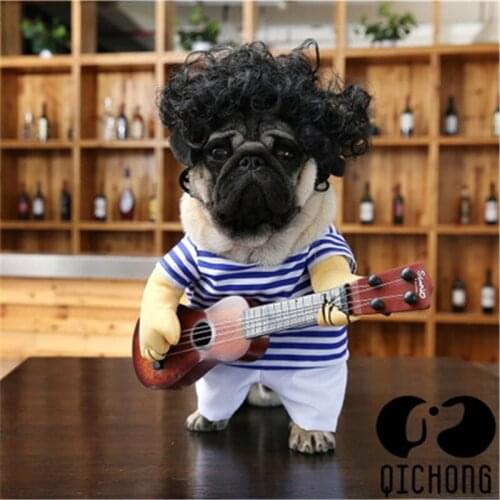 Guitar Dog Clothes Funny Striped Pet Christmas Costume Dressing Up Party Xmas New Year Clothes For Dog Cats Halloween Dog Cloth