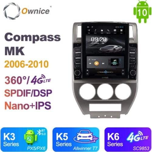 Ownice Android 10.0 Octa 8 Core Car Radio forJeep Compass MK 2006 2007 2008 2009 GPS Multimedia Stereo PlayerTesla Style 4G LTE