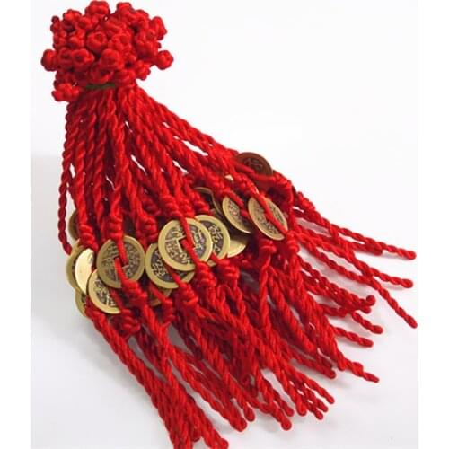 Hand Braided Red Rope Bracelet Retro Copper Coin Thread Woven Braclet For Men Women Good Luck Wrist Band String Lucky Jewelry