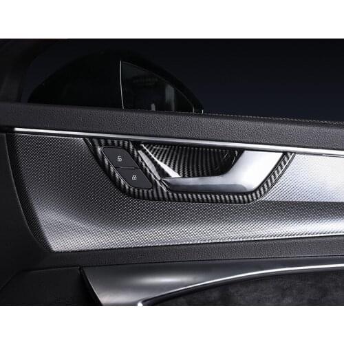 Fit for Audi 19 A6L interior modification carbon fiber grain door panel decoration inner handle inner door bowl Sequin