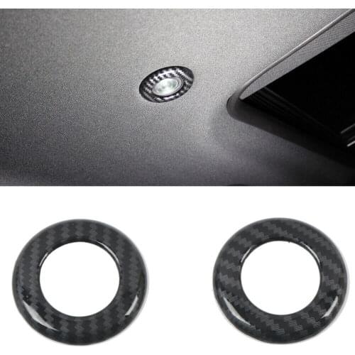Carbon Fiber Look Rear Reading Light Cover Trim 2pcs For Dodge Challenger 15-19