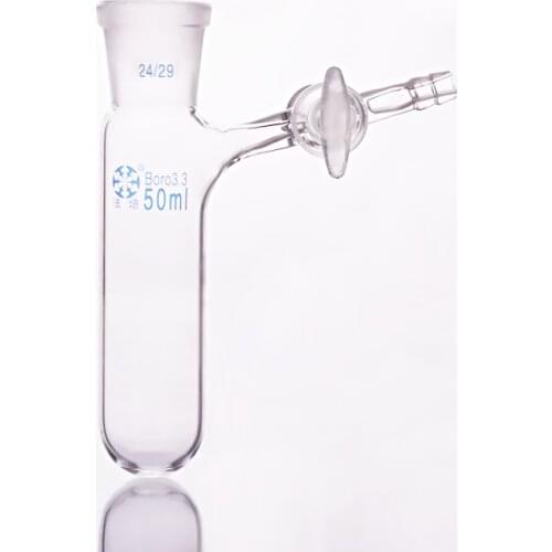 Reaction tube with glass valve and standard gr mouth,Capacity 50ml and joint 24/29,High borosilicate glass