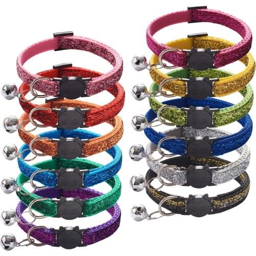 Pet Cat Dog Collars Polyester Adjustable Cat Collars With Bell Safety Buckle Dog Collar Necklace Collar Pet Supplies Accessories