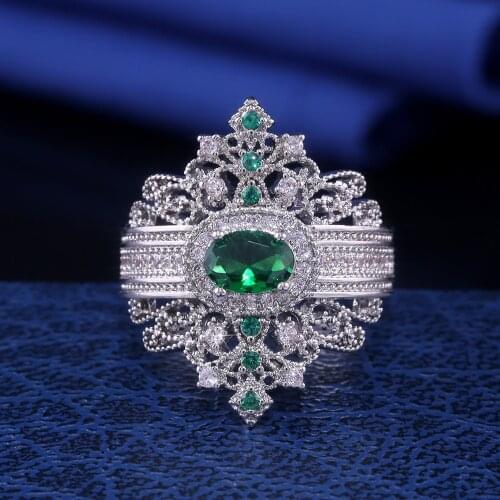 Luxury YaYI Jewelry Summer Princess Cut Green Emerald Natural Zircon Stamped S925 Silver Color Engagement Wedding Party Rings