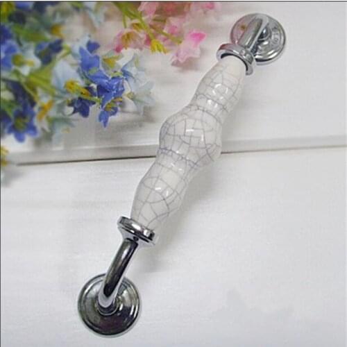 128mm modern simple chrome silver kitchen cabinet wardrobe door handle crack ceramic drawer cupboard dresser pull knob 5"