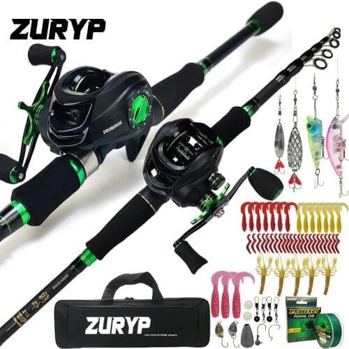 ZURPY 1.8m-2.7m Telescopic Casting Fishing set Portable Ultralight Rod and Reel and Combo Fishing Line Lures Bag Accessories A