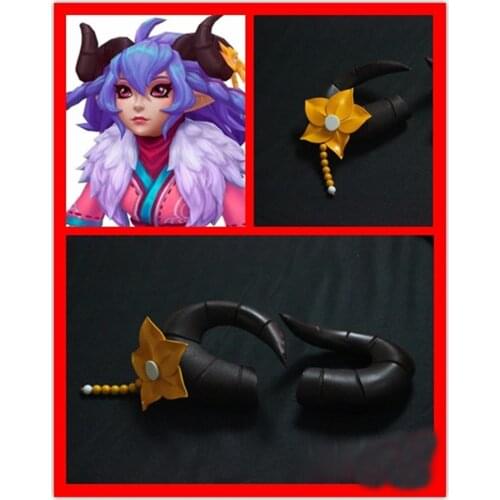 LOL Spirit Blossom Kindred Hair Accessory Black Horn Hairpin Hair Clip Halloween Cosplay Costume Props