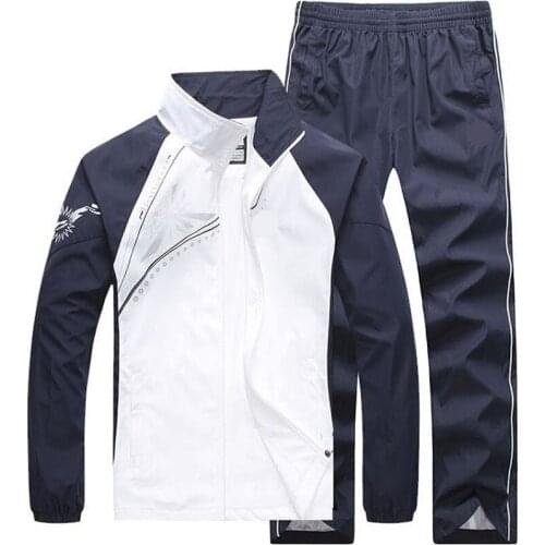 New Mens Set Spring Autumn Men Sportswear 2 Piece Set Sporting Suit Jacket+Pant Sweatsuit Male Clothing Tracksuit Size 5XL