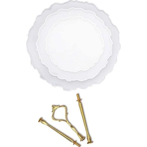 3 Layers Fruits Trays Dishes Resin Casting Silicone Mold Cake Stand Agate DIY Decoration GQ