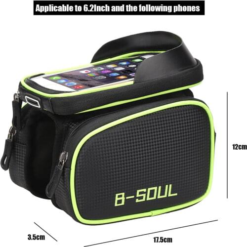 Cycling Bike Front Frame Bag Bicycle Top Tube bags,Pannier Double Pouch for 5.5-6.2Inch Cellphone Bike Bag Accessories