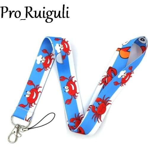 Funny Crab ocean Neck Strap Lanyards ID badge card holder keychain Mobile Phone Strap Gifts keyring couple key holder gifts
