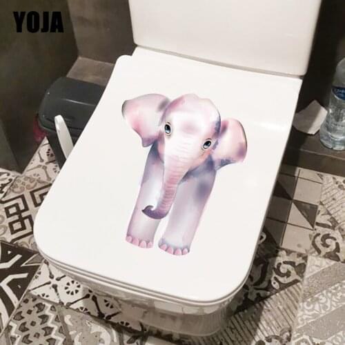 YOJA 18×22CM Color Ink Painting Elephant Fashion Toilet Decor Stickers Cartoon Home Wall Decals T1-2853