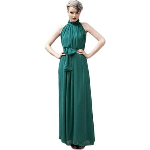 Green Dress Women 2020 Bandage Party Dresses Maxi Sleeveless Fashion Clothing Backless Ruffle Sexy Dresses Feminina LR783